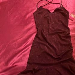 Burgundy Magenta Glitter Dress 
