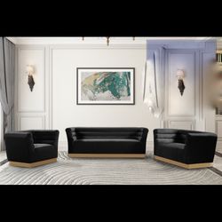 Black Velvet Sofa & Loveseat