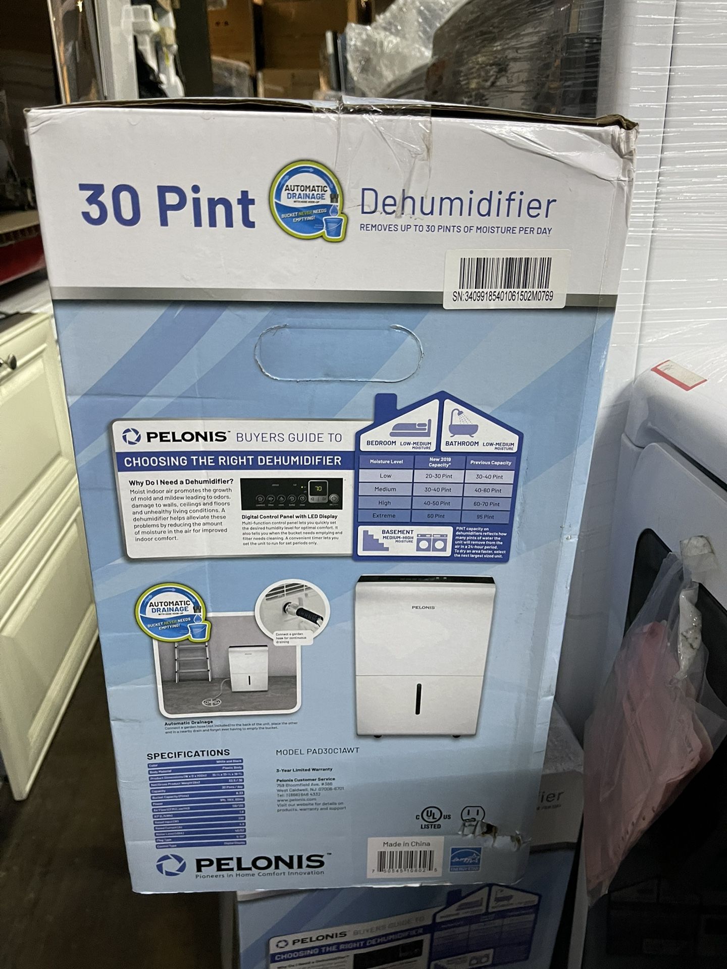 Pelonis Dehumidifier 30 pints