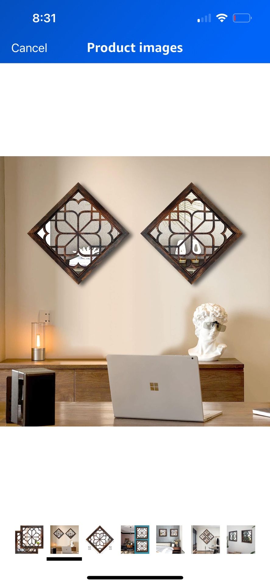 Wocred 2 PCS Square Wall Mirror,Gorgeous Rustic Farmhouse Accent
