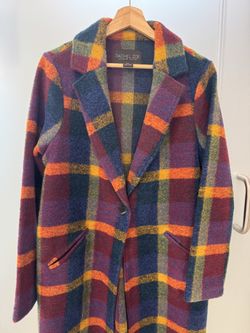 Rachel Zoe Multicolor Plaid Trench Coat (size M)