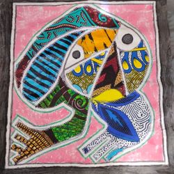 Kayode Buraimoh Stylized Figural Mixed Media Painting, 2024