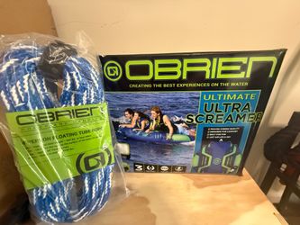 Brand new, never used OBrien water sports, 3 person Ultimate Screamer tube & tow rope
