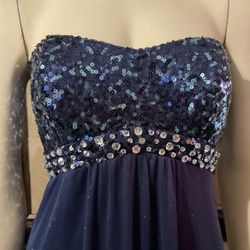 Speechless Navy Sequin Long Sleeve Dress