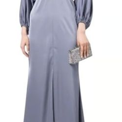 Sachin & Babi Gabby Gown Size 6 Satin Crepe Beaded V-Neck A-Line Fornal Dress