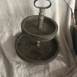 Two Wood Tier Tray Rustic 