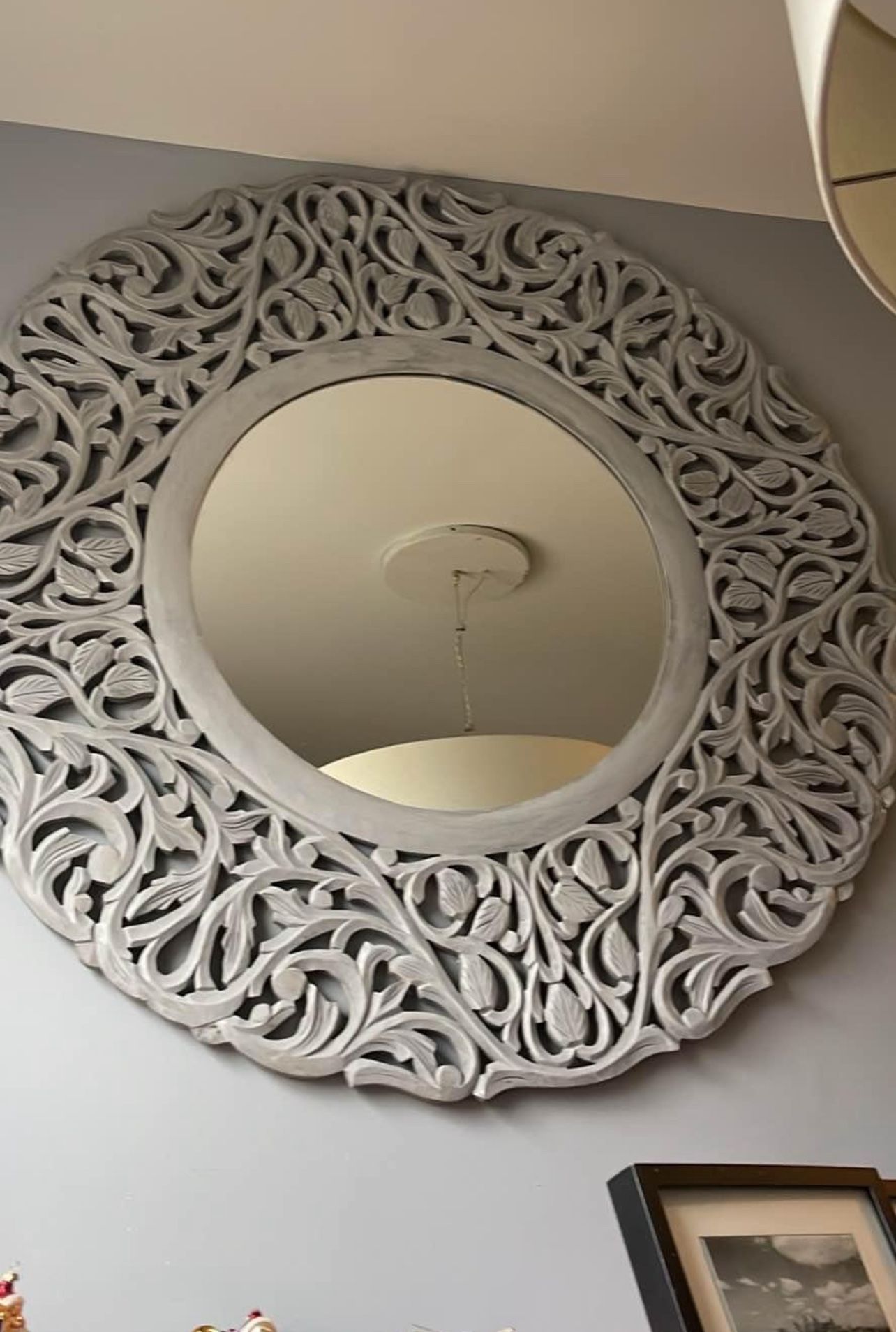 Carved Wooden Boho Mirror - 40”