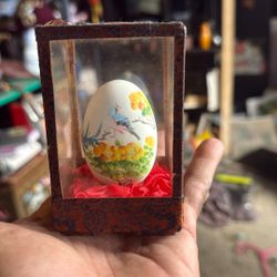 Authentic Painted Egg In Case Real Egg 