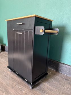 Rolling Kitchen Cart with Butcher Block Top