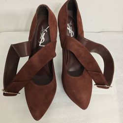 Yves Saint Laurent Women's Brown Suede Heels. Made in Italy, size 38.5