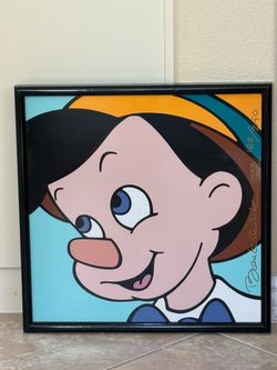 Framed Pinocchio Pop Art Print Signed 1993