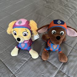 Nickelodeon Paw Patrol Plush Lot Of 2 Skye Zuma Floppy Rescue Pups Toys