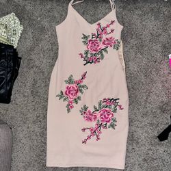 Pink Fitted Rose Dress