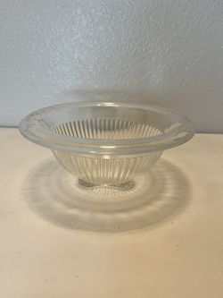 1930s Federal Glass Clear Ribbed Design Rolled Edge Mixing Bowl 7”