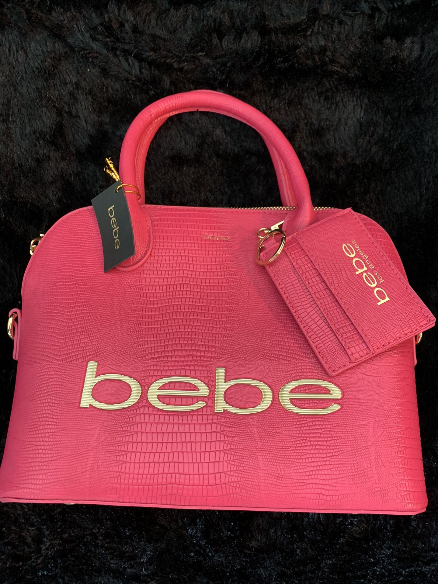 Brand New Bebe Brand Pink Bag / Purse with Removable Shoulder Strap & Gold Hardware