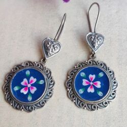 Brass Blue Pink Flower Hand Painted Wedding Ethnic Desi