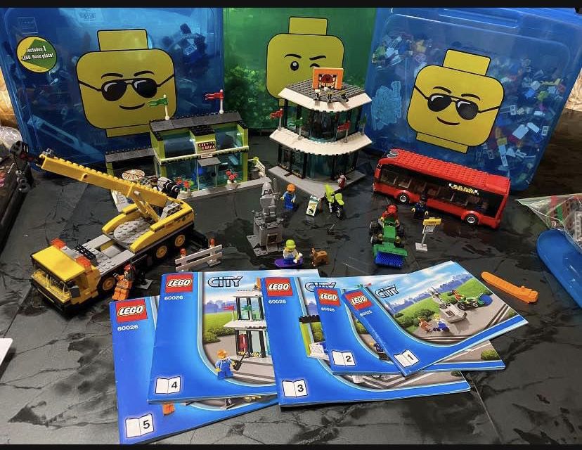 LEGO City Town Square Set #60026 crane stickers missing Not Assembled $150 for Sale in Pembroke - OfferUp