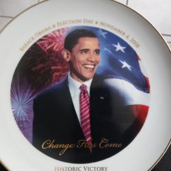 Obamas Election Day Plate W/gold Trim