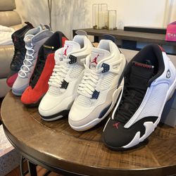 Men Sizes 7.5M-13M Air Jordan 14 Ferrari Black Toe, Aj3 Black Cement, Aj4 White Cement Navy SB