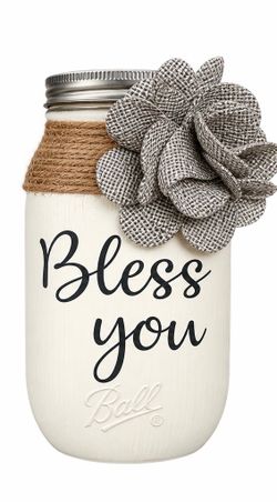 Rustic “Bless You” Mason Jar Tissue Holder – Farmhouse Decor