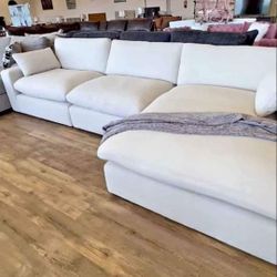 Elyza Linen 3pc Sectional Sofa w/ RAF Corner Chaise