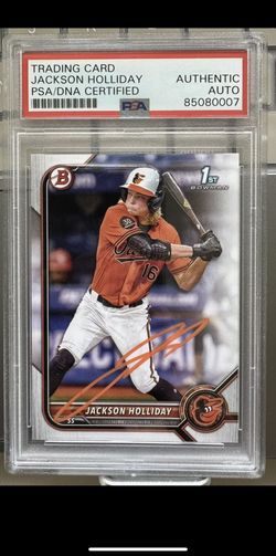 JACKSON HOLLIDAY AUTO ORANGE INK 2022 BOWMAN DRAFT PSA