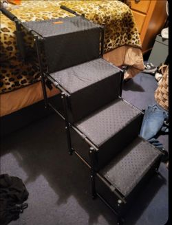 4-Step Folding Dog Stairs for SUVs, Trucks, & High Beds