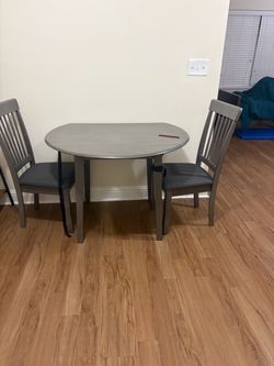 Gray Drop-Leaf Dining Table with 2 Chairs