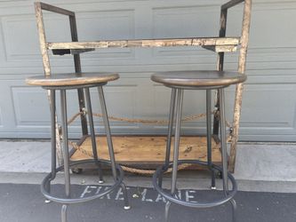 Bar Cart/Plant Stand/Table and 2 counter height stools