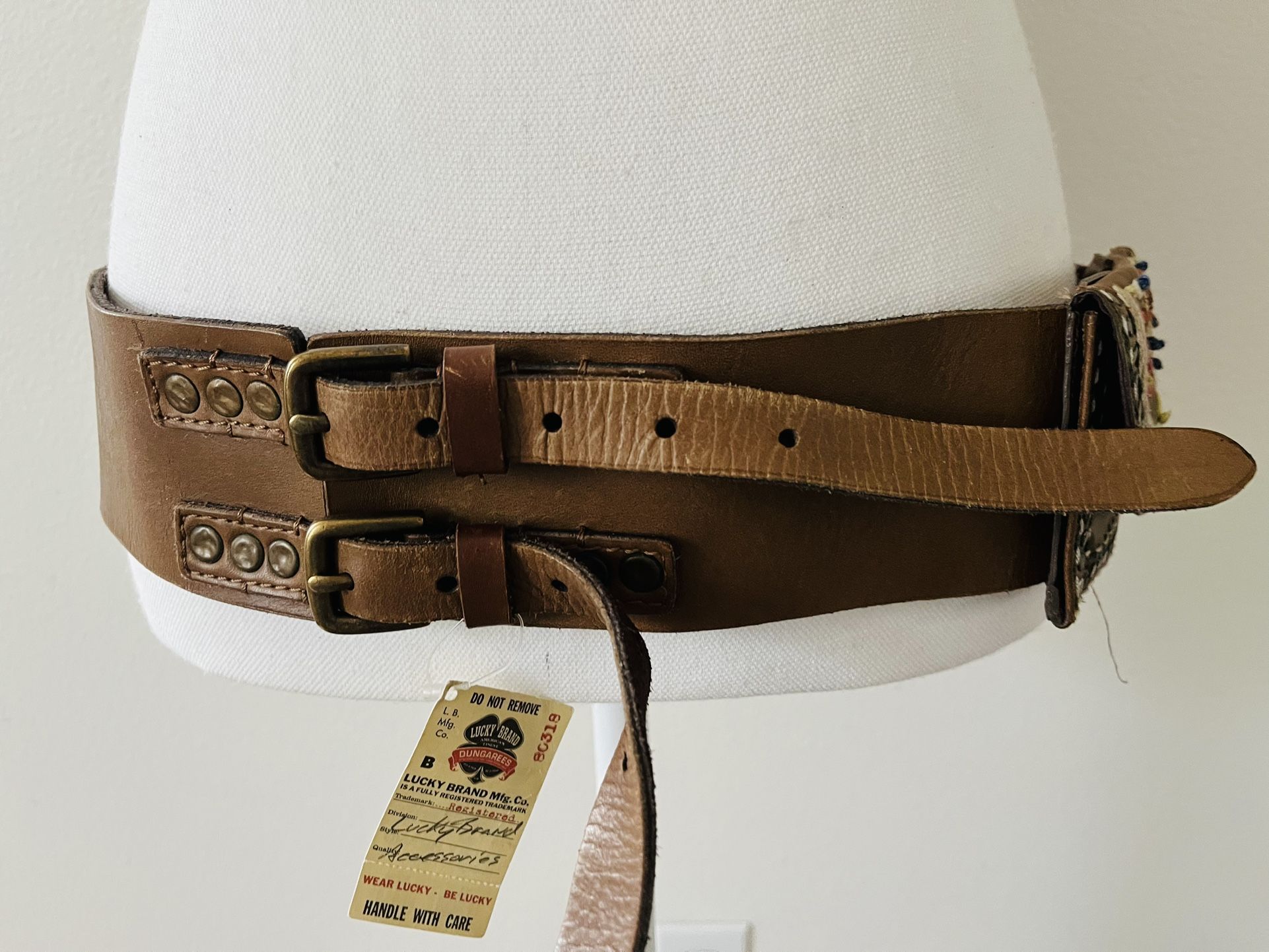 Lucky Brand Tan Leather Belt with Embellished Buckle Lucky Brand Tan Leather Belt with Embellished Buckle main image 4