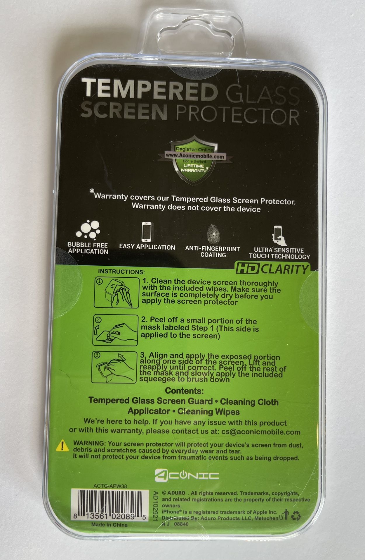 Aconic tempered glass shop screen protector apple watch