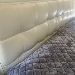 White Leather King Headboard 