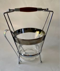 Mid-Century Chrome Ice Bucket with Wood Handle