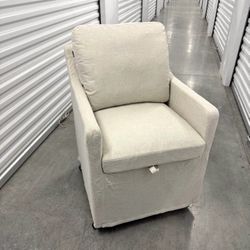 Light Beige Armchair with Storage