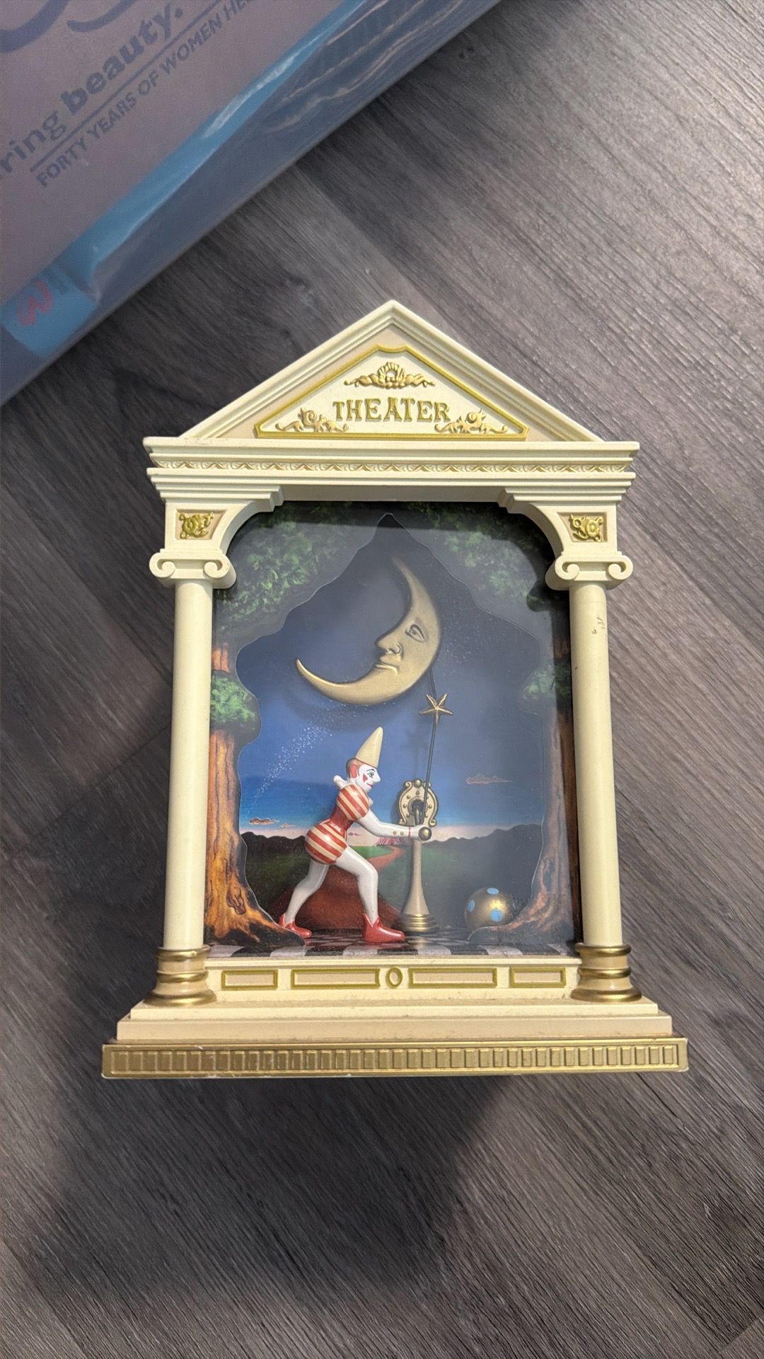 Vintage Porcelain Clown on Crescent Moon Music Box