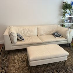 Leather White Sofa. Scan Design