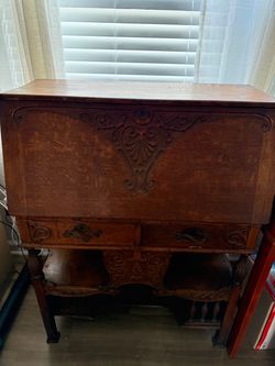 1900 Victorian Slant Front Desk Oak