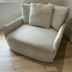 White Fabric Love Seat Chair 