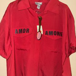 Spoon Jeans Red AMOR AMORE Button Up Shirt 2XL