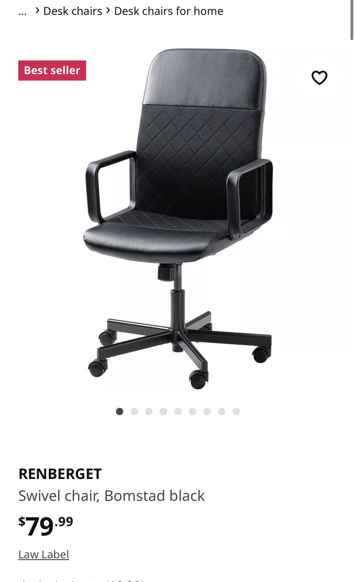 Ikea desk swivel chair - Renberget