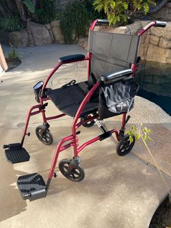 Nova Lightweight Compact & Foldable Transport Wheelchair w/ 19" Seat Width w/Extras