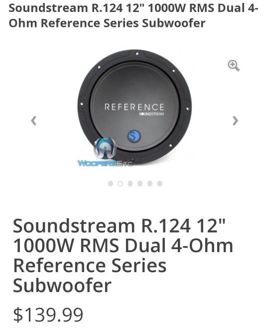 Soundstream R.124 12" 1000W RMS Dual 4-Ohm Reference Series Subwoofe
