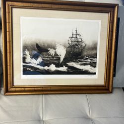 Jack  Caughlin Etching Frame & Matted.