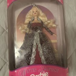 Winter Fantasy Barbie — Special Edition blonde in maroon gown (never opened, doll perfect, box has wear)