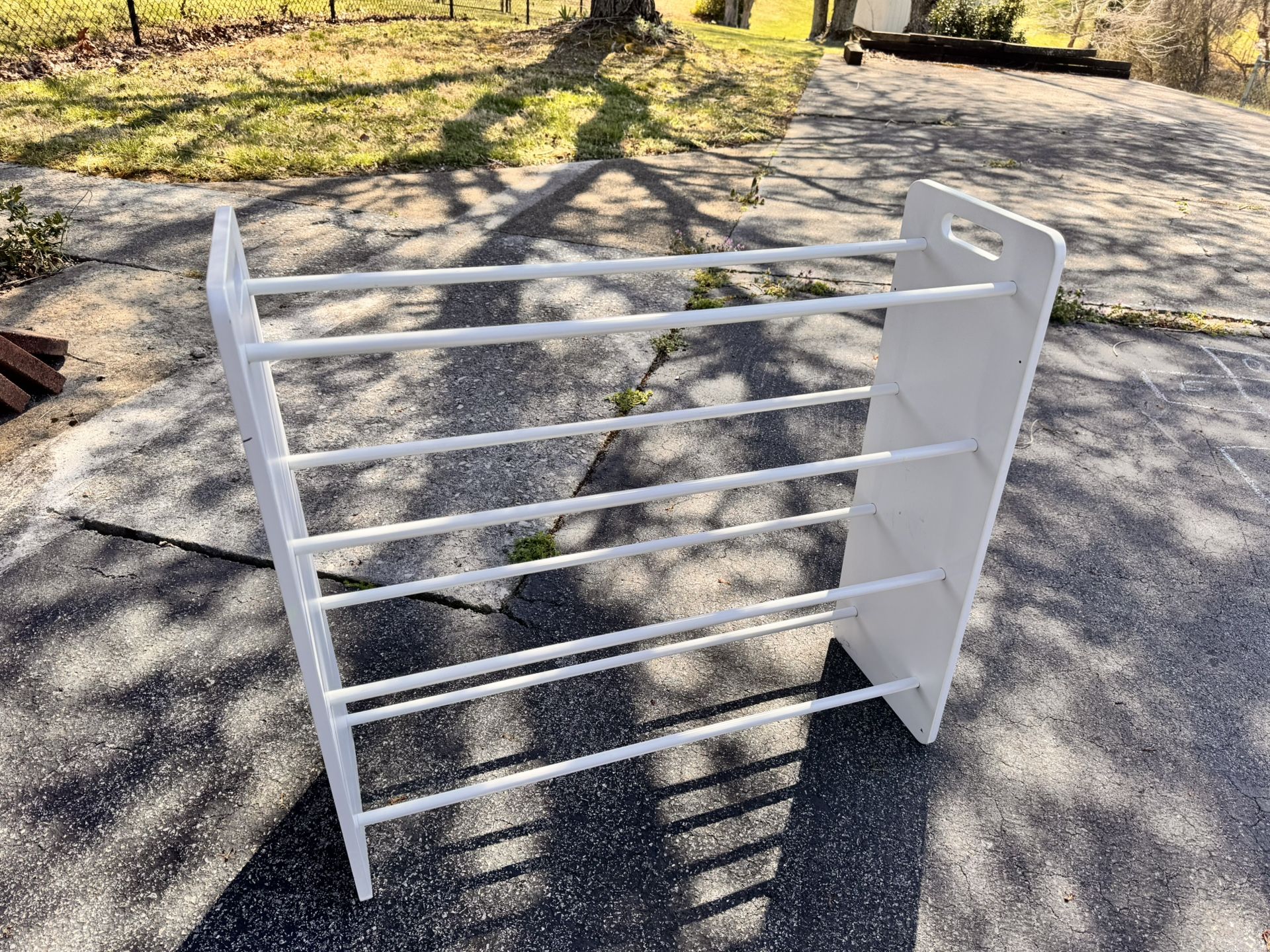 White Wood & Metal Rack For Toy Bins