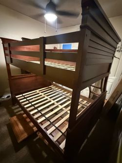 wooden bunk bed