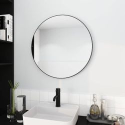 NEW Black 32 in. W x 32 in. H Large Round Single Simple Aluminum Framed Wall Mounted Bathroom Vanity Mirror