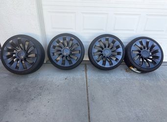 Tesla Model 3 Performance Uberturbine Wheels Tires OEM 20” M3P