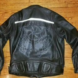 Harley-Davidson men's large motorcycle Reflective Skulls leather jacket