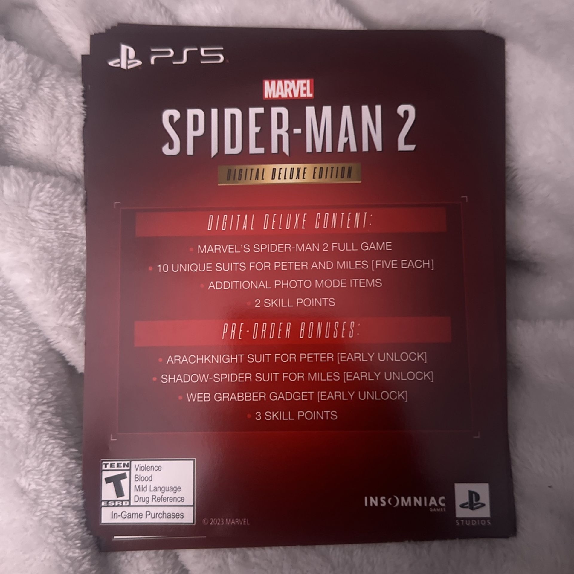 Spider-Man 2 PS5 Game Code 